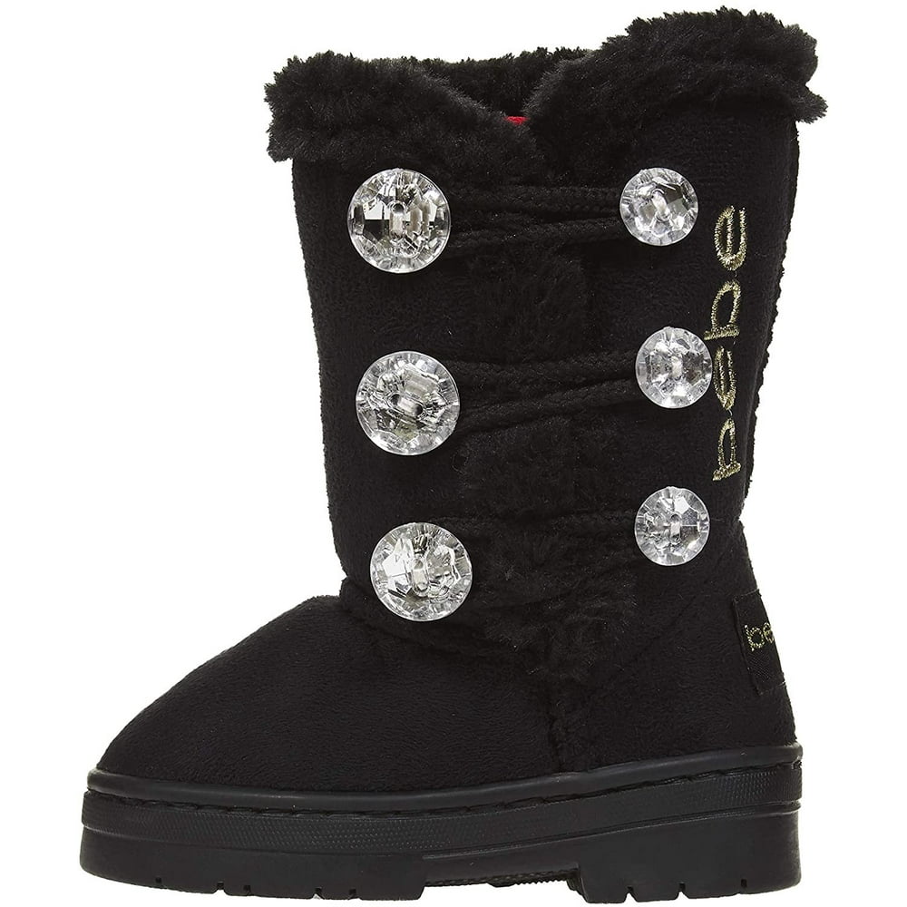 bebe bebe Toddler Girls Winter Boots with Rhinestones Buttons SlipOn