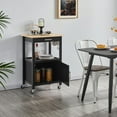 thumbnail image 3 of CRXX Kitchen Island Trolley Cart with Drawer and Storage Cabinet, Wood Top Kitchen Cart Microwave Stand for Dining Room, Black, 3 of 10