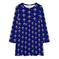 thumbnail image 2 of Royal Fleur De Lys Blue Loose Dress Evening Dress Summer Dresses for Women Luxury Dress Long Sleeved Dress, 2 of 4