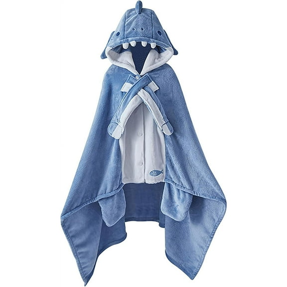 Shark Blanket Adult Wearable Shark Blanket, Super Soft Cozy Shark Shawl Cape Type Hooded Robe Air Conditioning Blanket Nap Blanket Pajamas 42x65 inch