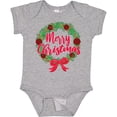 thumbnail image 3 of Inktastic Merry Christmas Wreath with Red Bow and Ornaments Boys or Girls Baby Bodysuit, 3 of 5