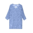 thumbnail image 5 of BSDJILFG Crochet Tops for Women 3/4 Batwing Sleeves Knit Cover Ups Sun Protection V-Neck Pullover Beach Cover Ups, 5 of 6