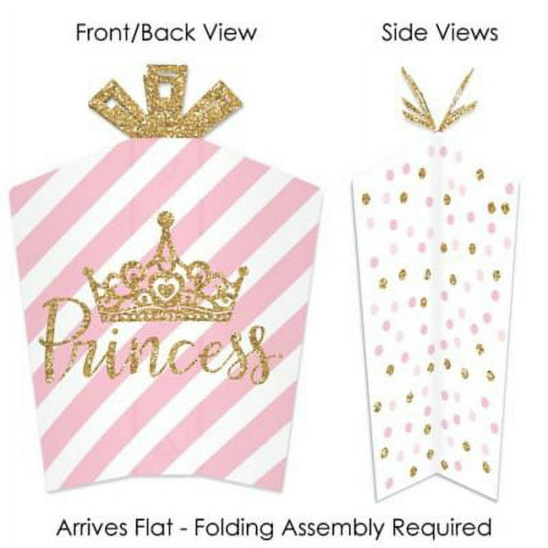 Big Dot of Happiness Little Princess Crown - Table Decorations - Pink  Princess Baby Shower or Birthday Party Fold and Flare Centerpieces - 10  Count 