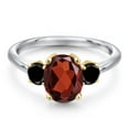 thumbnail image 3 of Gem Stone King 925 Silver and 10K Yellow Gold Red Garnet and Black Diamond Engagement Ring for Women | 2.67 Cttw | Oval 9X7MM | Gemstone January Birthstone | Size 6, 3 of 6