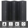 thumbnail image 5 of 6 Panel  Room Dividers Folding Privacy Screen Partitions Room Dividers Wall Foldable Screen Portable Wood Mesh Woven Design Room Separator Screen for Home Office Bedroom Living Room, Black, 5 of 7