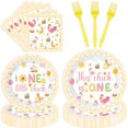 thumbnail image 1 of Princess Birthday Party Decorations, 96 Pcs Four Ever a Princess Plates and Napkins Forks Tableware Set, Girls 4th Birthday Party Supplies Disposable Plates Set for 24, 1 of 8
