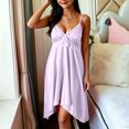 thumbnail image 4 of CHUMUD Petite Womens Summer Nightgowns V-Neck Spaghetti Strap Nightgown, Casual Sleeveless Pajamas Babydoll Sleep Dress, 4 of 8