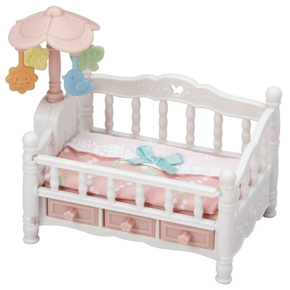Calico Critters Crib with Mobile, Dollhouse Furniture Set with "Working" Features
