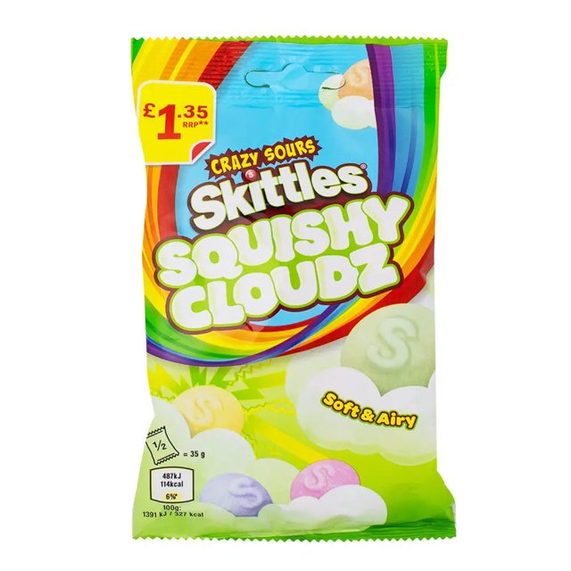 Skittles Fruit Squishy Cloudz Surettes (R.-U.) - Sac de 70 g Caisse de 14