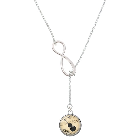 Delight Jewelry Silvertone Domed Music - Cello Silver tone Elegant Infinity Lariat Necklace