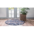 thumbnail image 4 of Rugs.com Morocco Collection Rug – 7 Ft Round Navy Blue High-Pile Rug Perfect For Kitchens, Dining Rooms, 4 of 9