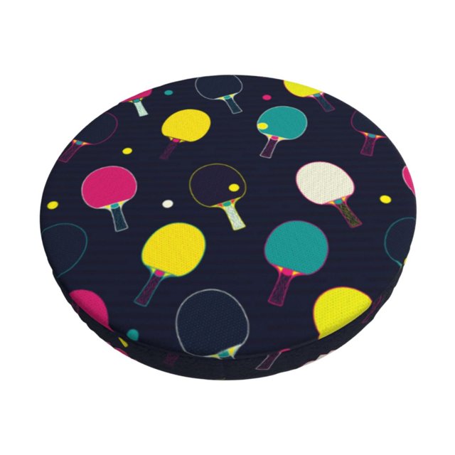 Disketp Colorful Ping Pong Rackets Funda Redonda para Taburete, Funda de Cojín para Silla de Bar Suave y Elástica-12 inch