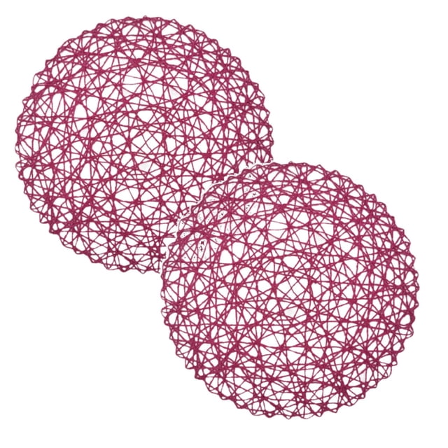 Oleegame Ensemble de 2 Napperons 15 Pouces Tapis de Bol Multifonctionnel en Papier pour Décoration de Table à Domicile pour Cafés Café Foncé Rond Rose