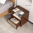 thumbnail image 4 of Gymax 2 PCS Bamboo Rattan Nightstand Boho Bedside End Table w/ Drawer Wood Legs Brown, 4 of 9