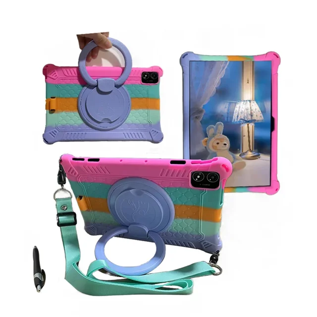 For Teclast T40 T40S M40 Plus Pro 10.4 inch 2021 Case 360 Rotating Stand Kids Tablet Cover Teclast T40 5G P20 HD P20S Case Funda Colorful Pink-SP Teclast M40 Pro