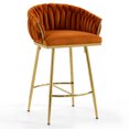thumbnail image 5 of [Set of 2] 26'' Counter Height Bar Stools Kitchen Island Counter Bar Stool with Hand- Wave Back, Golden Chromed Base and Footrest, 5 of 10