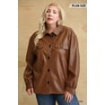 thumbnail image 3 of Faux Leather Button Down Shacket With Side Pockets - 1XL, 3 of 5