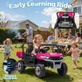 thumbnail image 4 of Joyracer 24 Volt Ride on Toys, Power Car Wheels with Dump Bed, Remote, Music, Shovel, Bluetooth, Pink, 4 of 11