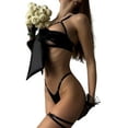 thumbnail image 4 of DYMADE Women Lingerie Sets for Honeymoon Valentine's Day Entice Sleepwear Bow Bra with G-Strings Garter Belt, 4 of 4