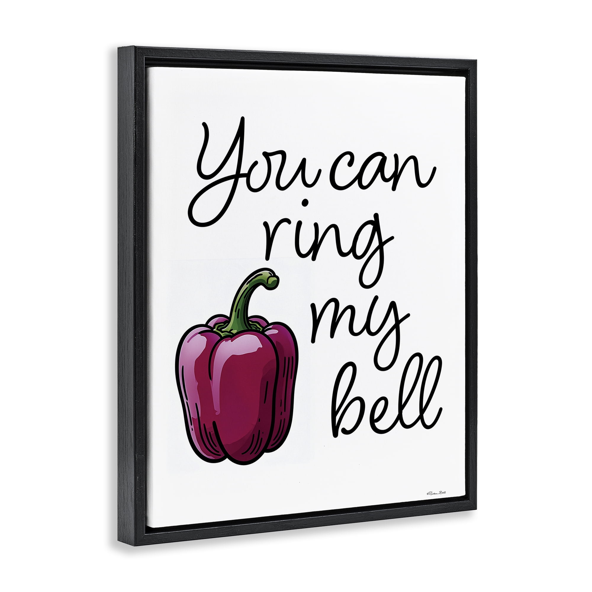 Stupell Industries Ring My Bell Pepper Black Framed Floater Canvas Wall Art, design by Susan Ball