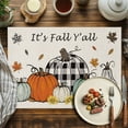 thumbnail image 3 of Farmhouse Fall Thanksgiving Placemats Set of 2, Orange Teal Plaid Pumpkins Leaf Table Mats Washable Heat-Insulation Non-Slip Place Mats for Kitchen Dinner Table Indoor Outdoor Decor,13x19 Inch, 3 of 9