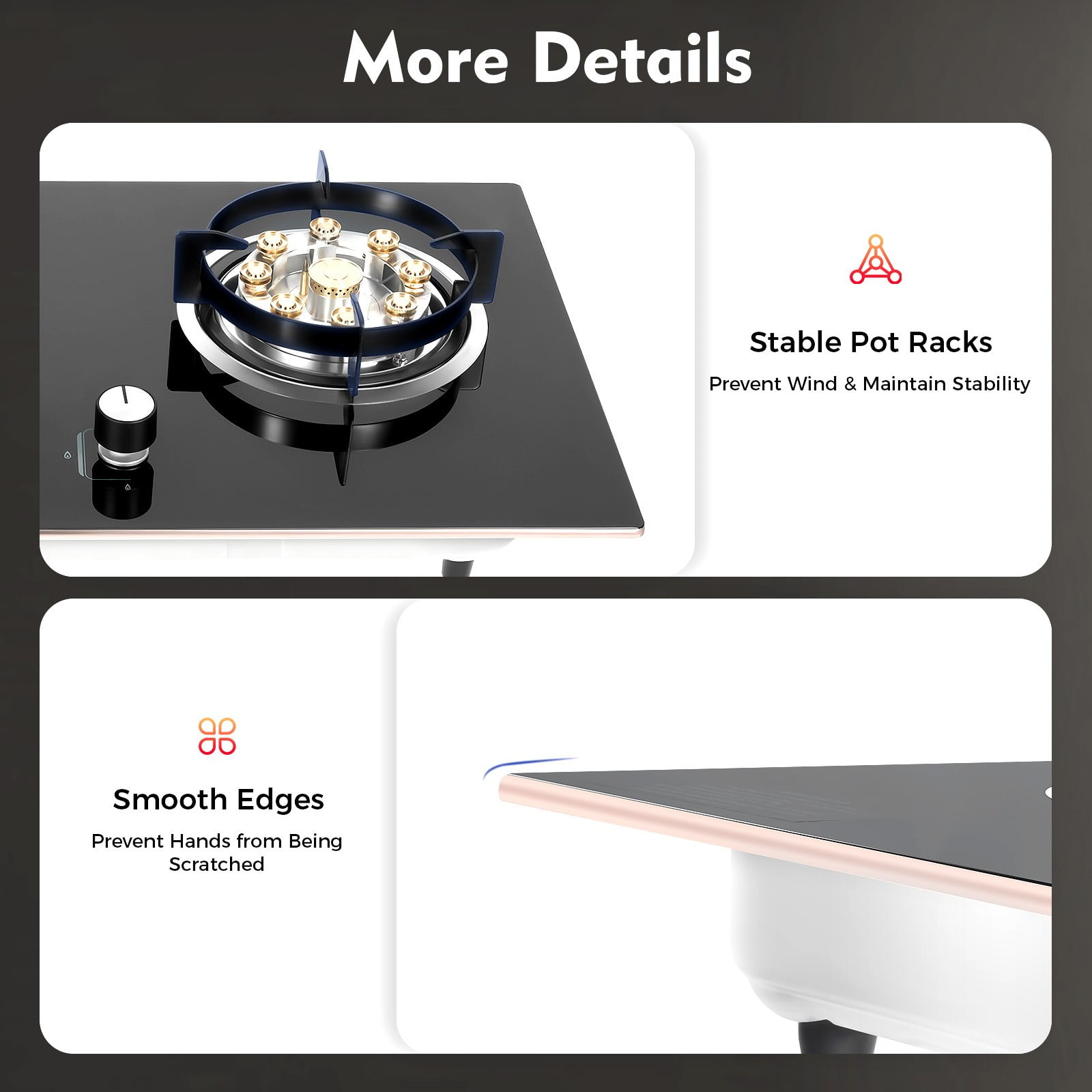 2 Burners Gas Cooktop Natural Gas Stoves for Kitchen, Gas Stove Top Stainless Steel Built-in Gas Cooktop Gas Hob for RVs, Apartments, with Anti-Tempering (Not Included Gas Pipe) | US STOCK