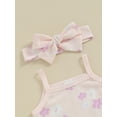 thumbnail image 5 of Infant Baby Girls 3PCS Shorts Sets Sleeveless Flower Print Romper Drawstring PP Shorts Sets, 5 of 9