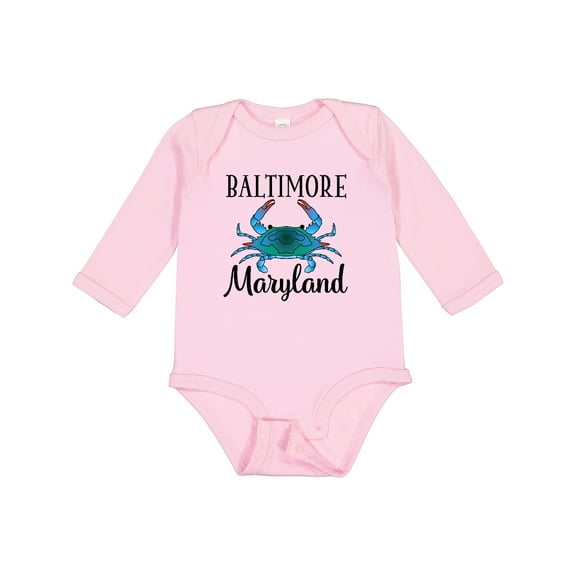 Inktastic Baltimore Maryland Vacation Blue Crab Boys or Girls Long Sleeve Baby Bodysuit
