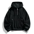 thumbnail image 4 of CFLVAEK Mens Hoodies Loose Fitting Long Sleeve Hooded Pullover Tops Oversized Quarter Zip Sweatshirts Fall Fashion Outfits 2025 Black XXXXL, 4 of 5