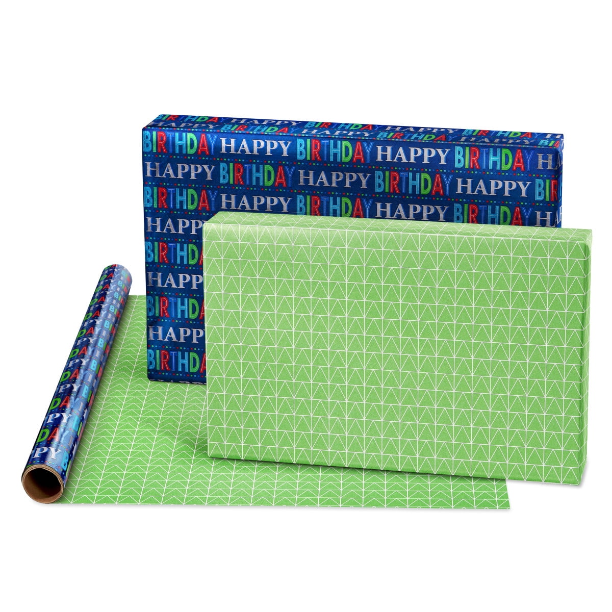 American Greetings Reversible Wrapping Paper, Plaid and Stripes, Durable Crafts, 4 Rolls (120 sq. ft)