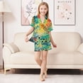 thumbnail image 6 of FORMRS Kids Short Sleeve Top and Pants Pajama Set Unisex Satin 2-Piece Sleepwear, Sizes 11-12Y, Colorful Plants, 6 of 8