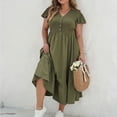 thumbnail image 2 of Kadahis Women's Summer Dress Plus Size V-Neck Standard-Fit Short Sleeve Party Dress, 2 of 5