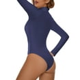 thumbnail image 3 of MANIFIQUE Women's Mock Turtle Neck Long Sleeve Tops Bodysuit Jumpsuit, 3 of 6