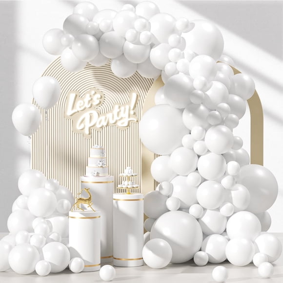 Kit de arco de globos Awenztech con 120 globos de látex blancos