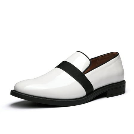 

Bruno Marc Men s Fashion Dress Tuxedo Shoe Slip-on Classic Patent Leather Loafers SBOX227M WHITE Size 9
