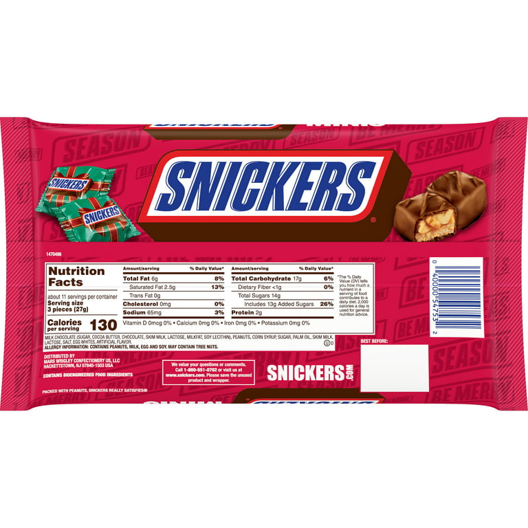 Snickers Minis Size Chocolate Candy Bars 4.4 oz MMM01502 