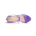 thumbnail image 4 of BLISSFUL STEP Women's Open Toe Cross Strap Mid Block Heel Sandals Purple 8, 4 of 7