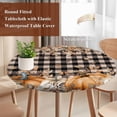 thumbnail image 4 of Orange Pumpkins Fall Round Tablecloth, Fitted Table Cover with Elastic for 45"-54" Round Tables, Plaid Thanksgiving Leaves Floral Table Cloth Outdoor Indoor Dinning Party Waterproof Tablecloths, 4 of 7