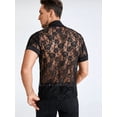thumbnail image 4 of INCERUN Men's Sexy Short Sleeve Mesh Lace Floral Shirts  Party Tee Tops, 4 of 8
