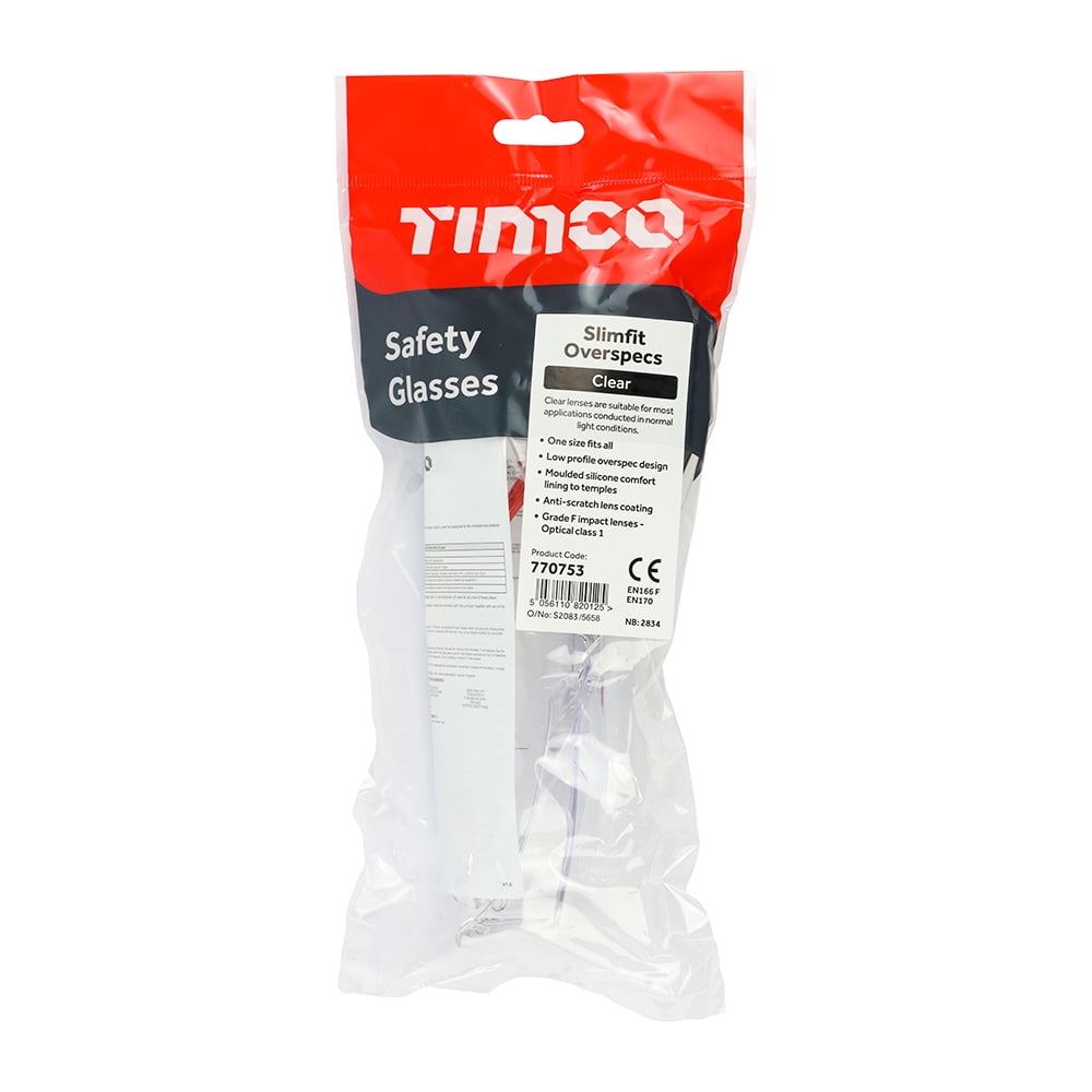 Timco - Slimfit Overspecs Safety Glasses - Clear (Size One Size - 1 Each)