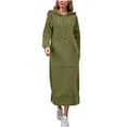 thumbnail image 2 of UKHCCC Women's Hoodie Dress Fleece Lined Long Sleeve Sweatshirt Dress Casual Oversized Long Maxi Dress with Kangaroo Pocket S-5XL, 2 of 8