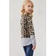thumbnail image 1 of ABPHQTO Top de manga larga con bolsillo de lentejuelas y retazos de rayas de leopardo para mujer, 1 of 5