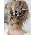 thumbnail image 4 of Bride Wedding Hair Comb Pearl Flower Hair Piece Rhinestone Bridal Hair Accessories for Women HC034 (Gold), 4 of 4