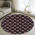 thumbnail image 2 of Sweet Striped Bows Washable Round Area Rug 4 ft, Pink Love Bow Black Background, Soft Non Slip Rugs Stain Repellent Indoor Felt Carpet for Living Dining Room Bedroom Home Office, 2 of 9