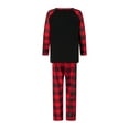 thumbnail image 5 of Elippeo Family Matching Christmas Pajamas, Letter  Deer Head Print Long-Sleeved Tops + Plaid Trousers Sleepwear Outfits, 5 of 10