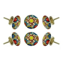 Set of Six Ceramic Canterbury Cabinet Knobs by Trinca-Ferro
