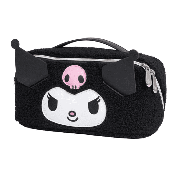 Impressions Vanity Kuromi Unfold Travel Makeup Bag, Opens Flat Cosmetic Bag with Dual Compartments