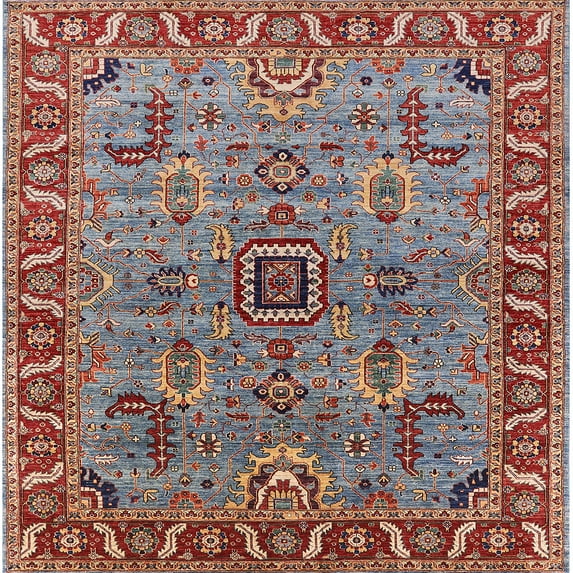 Ahgly Company Machine Washable Indoor Square Industrial Modern Sage Green Area Rugs, 6' Square