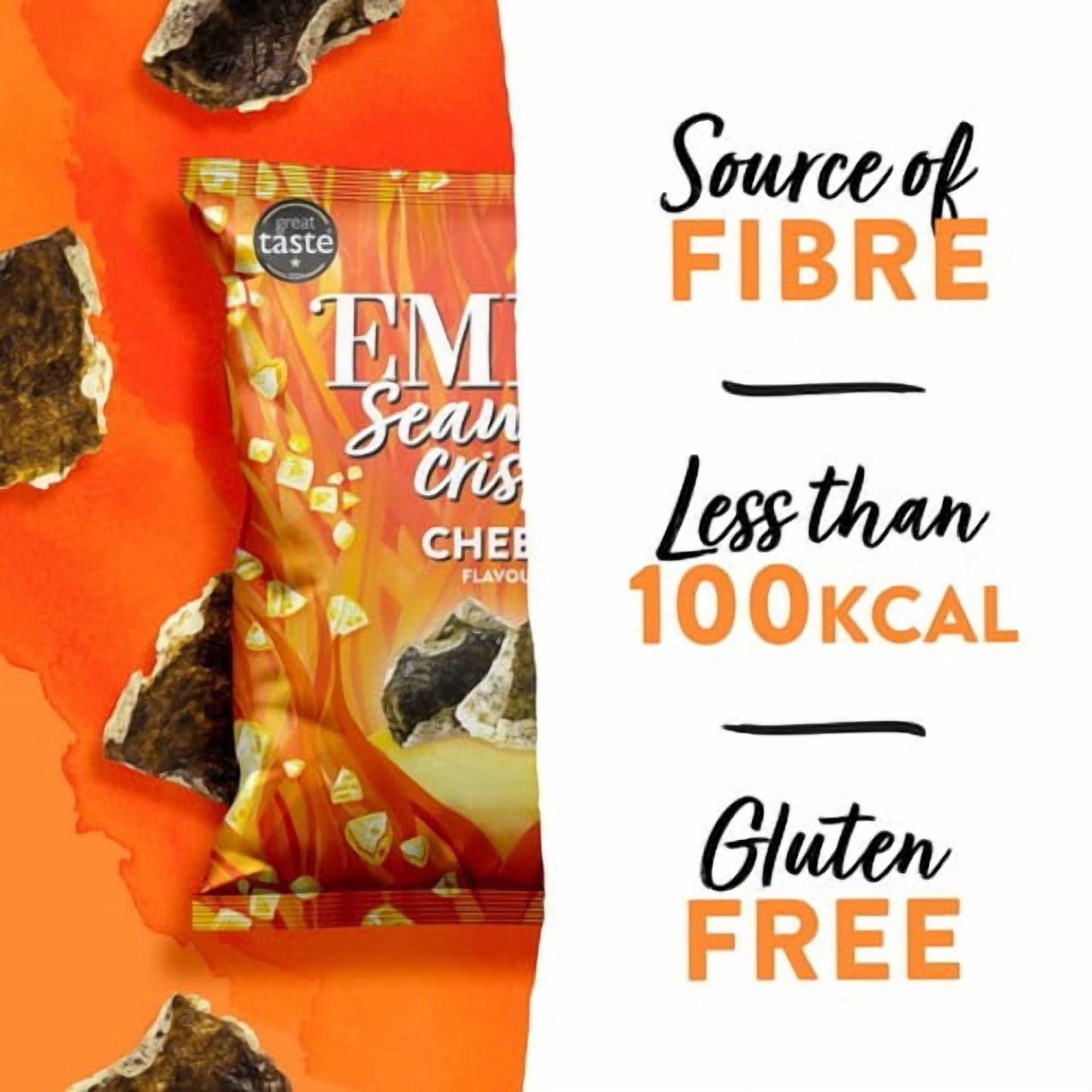 Emily Seaweed Crisps, Vegan Cheese 18g, British Import (Pack of 6)