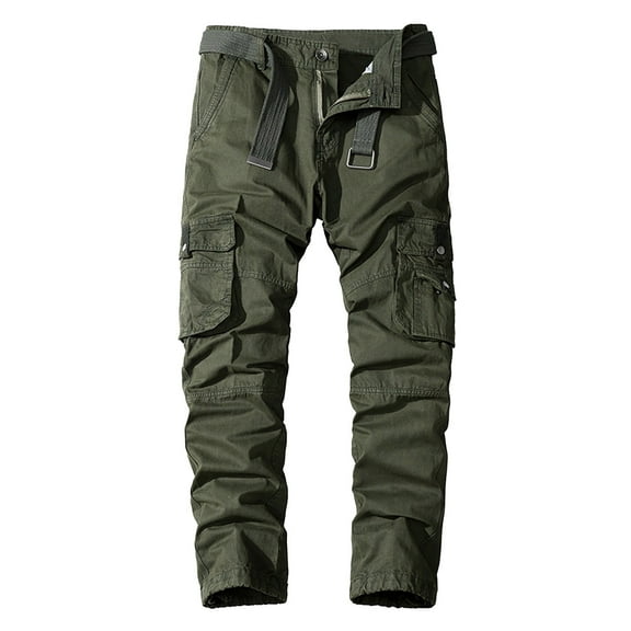 Male Pure Casual Pants Work Pants Pocket Straight Leg Pants